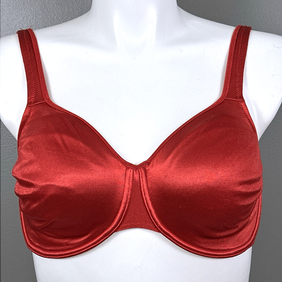 Vintage Delicates Bra Size 38DD Second Skin Satin Red Lightly Lined Underwire - Picture 1 of 7
